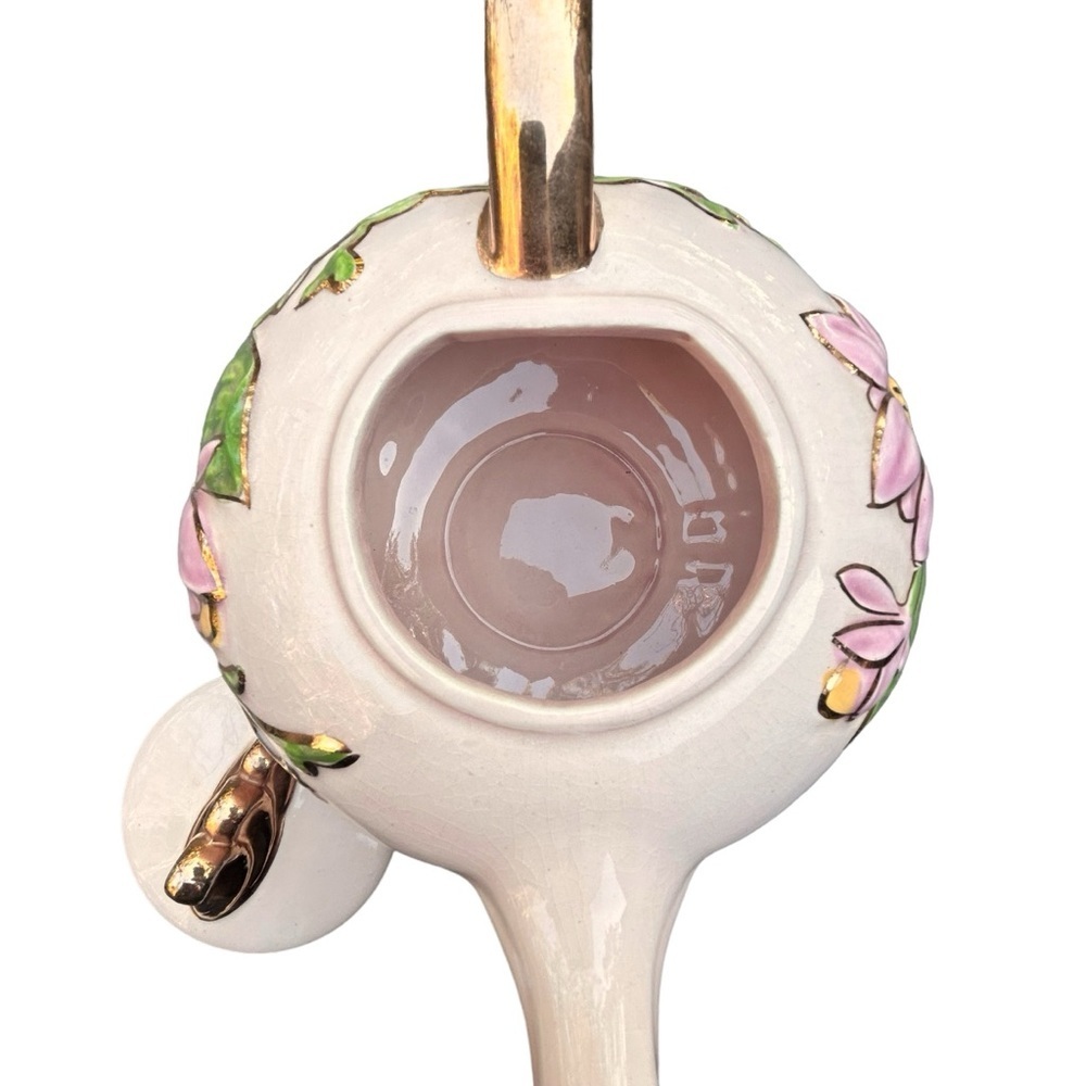 Hull Art Porcelain Magnolia and Gold Trim Teapot U.S.A. 1940's - Picture 6 of 14